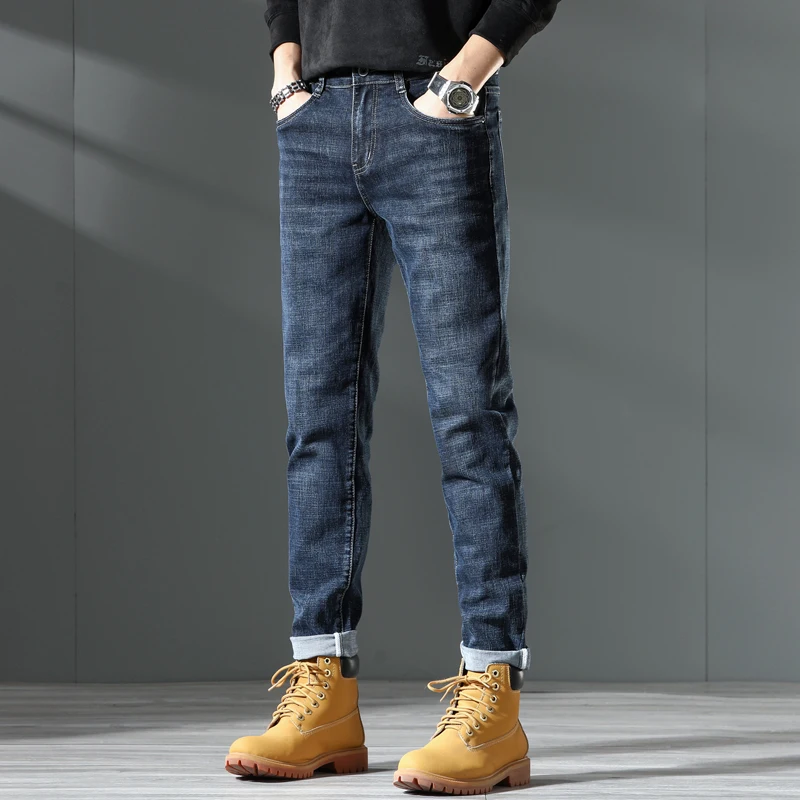 Men's jeans slim straight leg pants elastic cargo Casual pants jeans for men demin skinny jeans men streetwear men