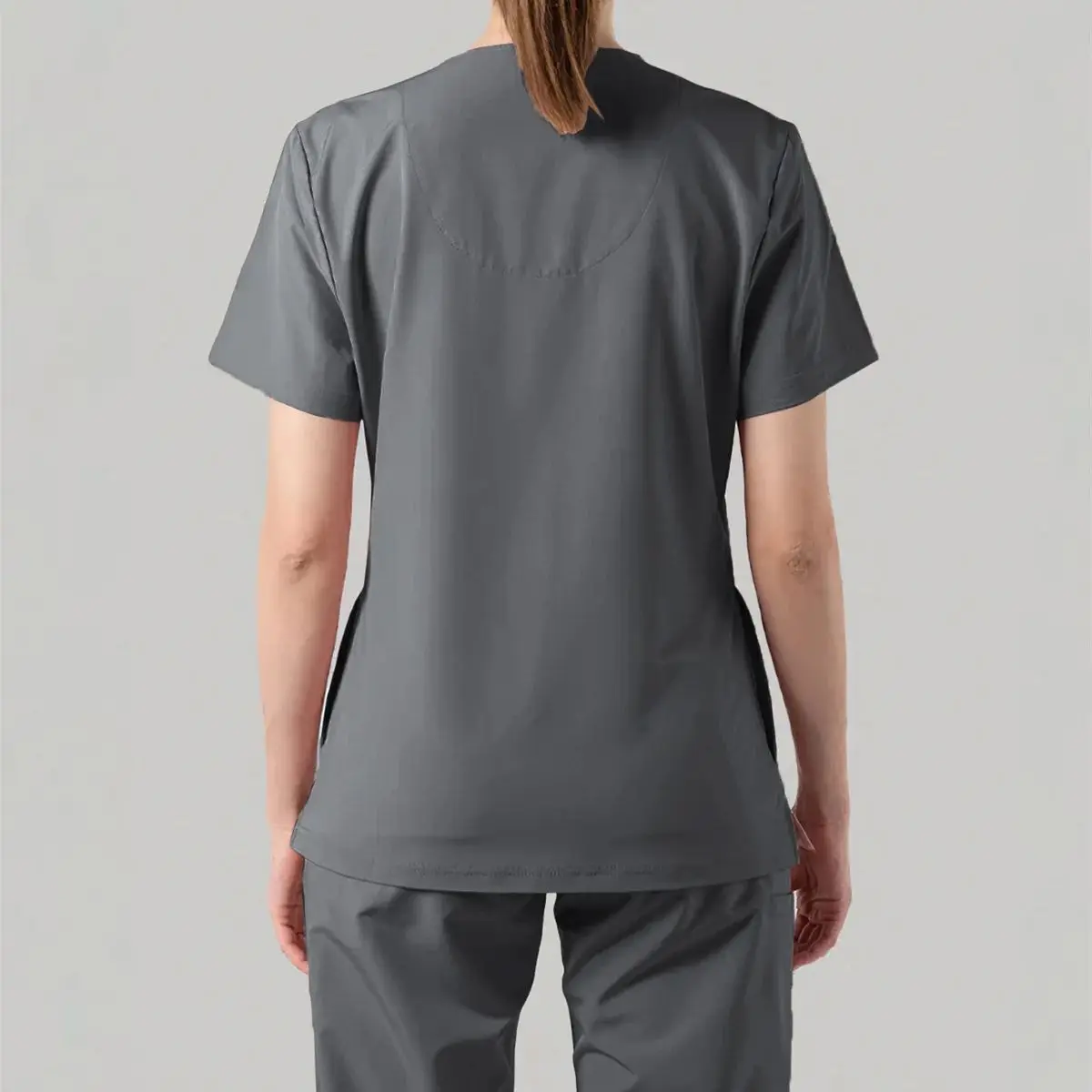 المرأة الخامس الرقبة فرك الأعلى 2025 قصيرة الأكمام ممرضة مستشفى الزي الإناث سبا صالون تجميل ملابس العمل جيب البلوز القمم
