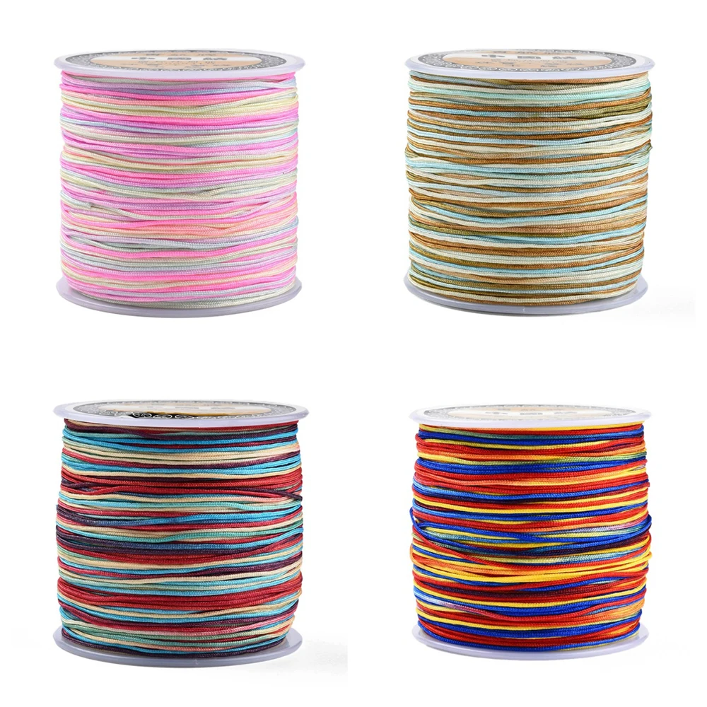 

about 100m/Roll Nylon Thread 0.8mm Segment Dyed Chinese Knotting Cord Nylon String for Beading DIY Jewelry Making