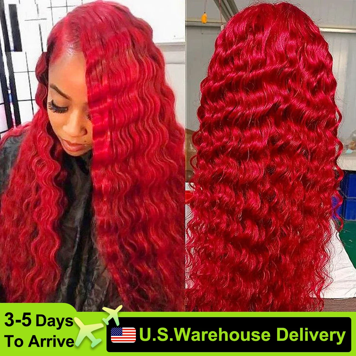 

13x4 Red Lace Front Wigs Human Hair Deep Wave Lace Front Wigs Human Hair Red Colored Wigs Human Hair Pre Plucked 30 Inch