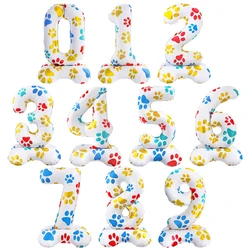 1Pc New 16 Inch Dog Paw Pattern Base With Numbers 0-9 Aluminum Film Balloon Pet Birthday Party Decoration Item