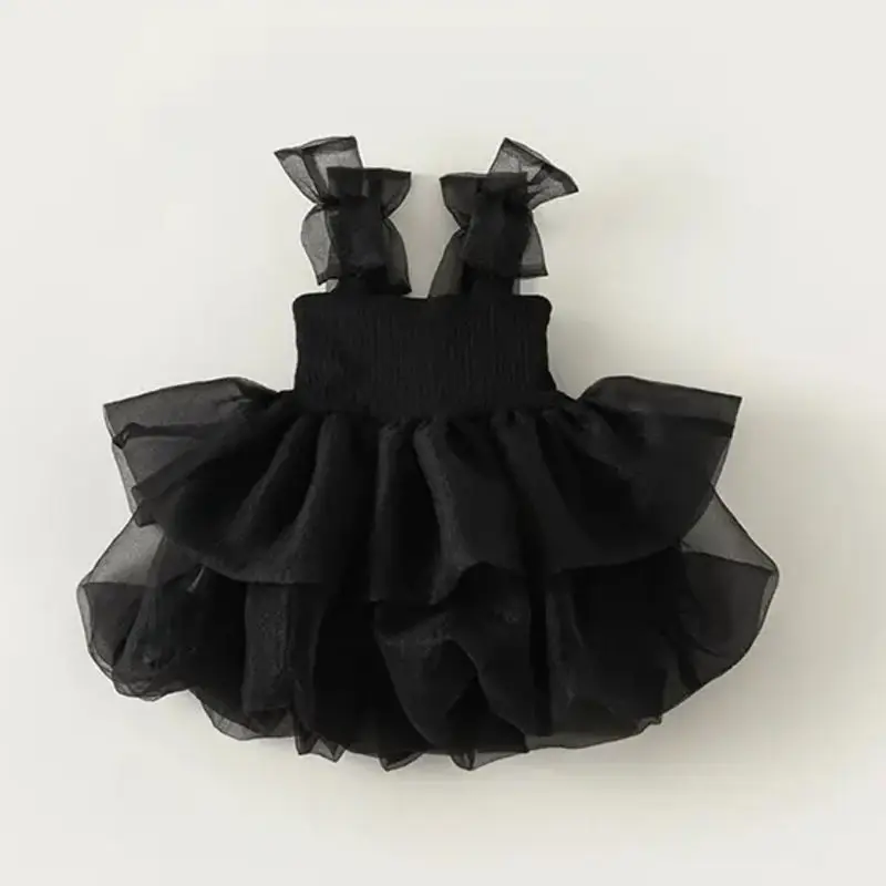 

Baby Girl Wedding Party Dress Summer Tutu Girl Costume for Kids Evening Ball Gown Princess Children Black Pink Sling Clothes