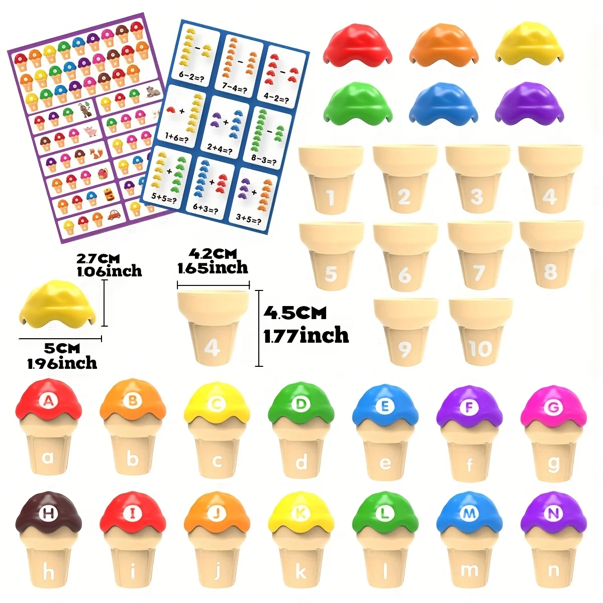 Ice Cream Counting and Color Sorting Stacking Toys for Kids, Number Math Games Learning Toy to Enhance Fine Motor Skill Toys