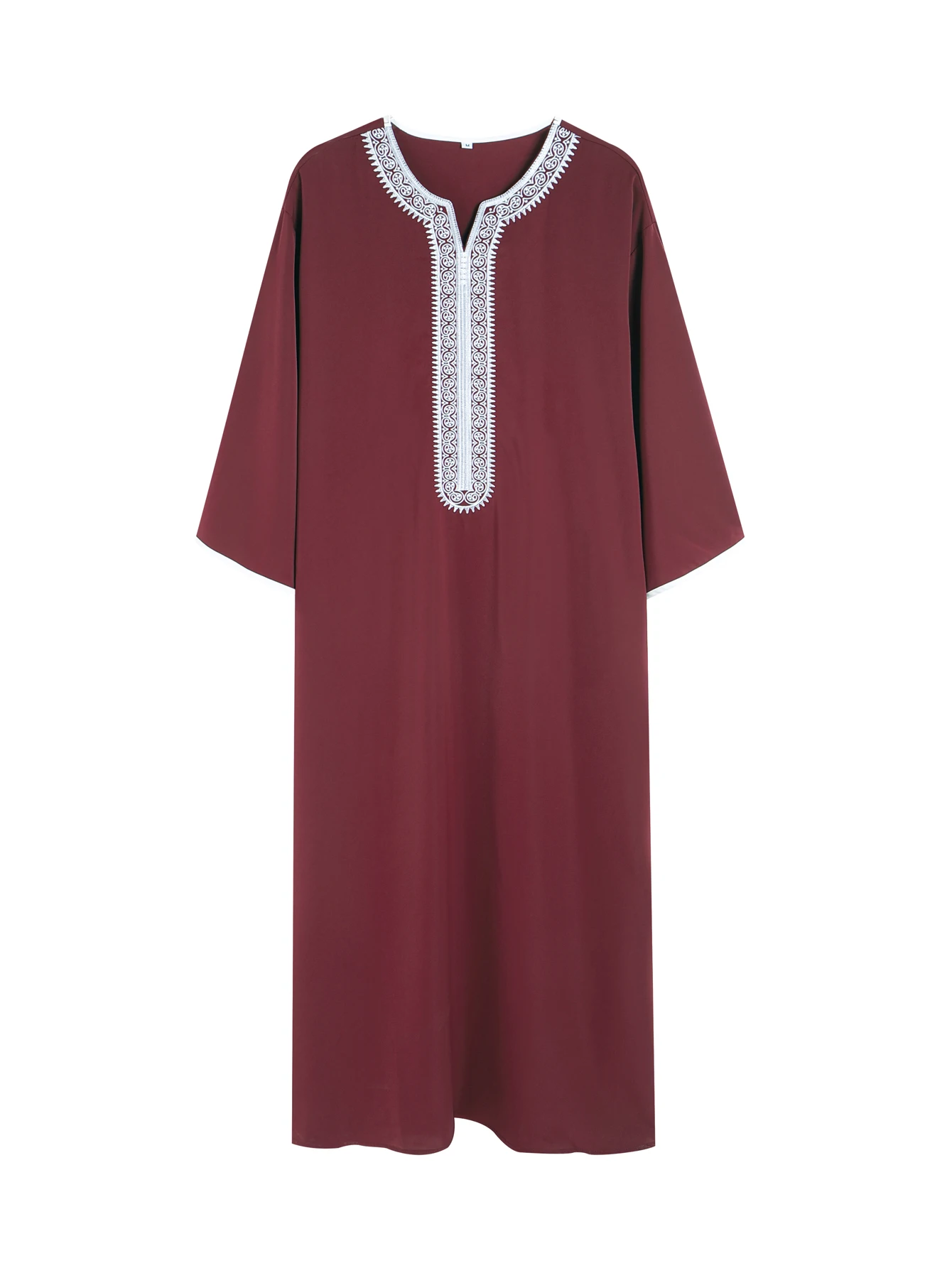 2025 Kaftan Muslim Men'sThobe Embroidered Loose Casual Robe Islamic Abaya for Men Moroccan Arabic Gown Prayer Clothes Dress