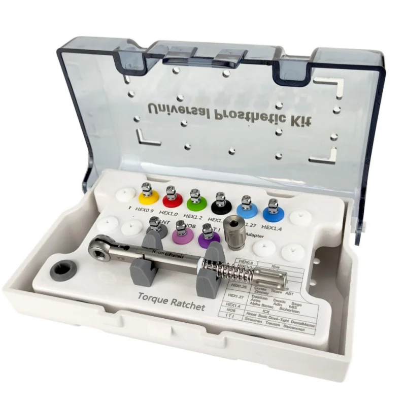 Dental Implant Torque Wrench Kit Square Head Ratchet Quadrilobe Osstem Dentium MultiBrand Restoration Box Adapter MR DEN