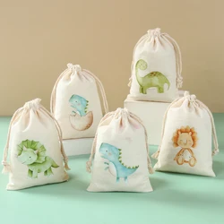 Dinosaur Candy Bags Dino Birthday Party Supplies Gift Bags Jewelry Hessian Sack Pouches Packing Bags Boys Birthday Party Decors