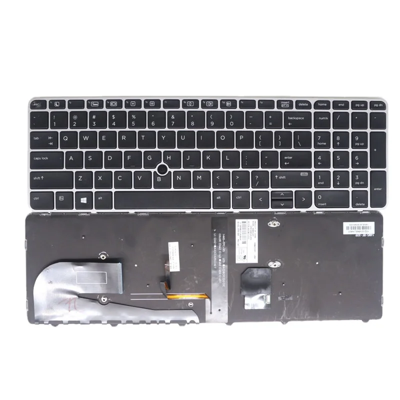 Replacement US Backlight Keyboard  For HP EliteBook 850 G3 850 G4 755 G3 755 G4 Laptop Silver Frame with Pointer