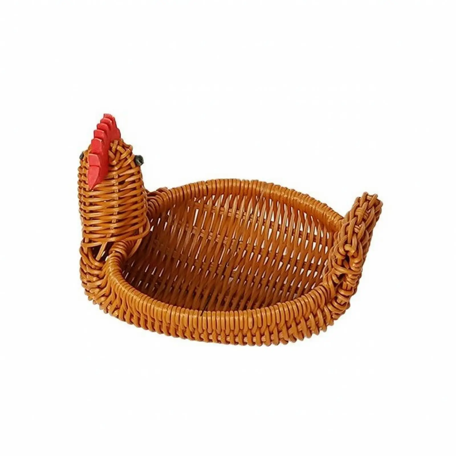 Woven Bamboo Chicken Basket Farmhouse Fruit Holder Tray for Dining Table Living Room Cute Storage Piece