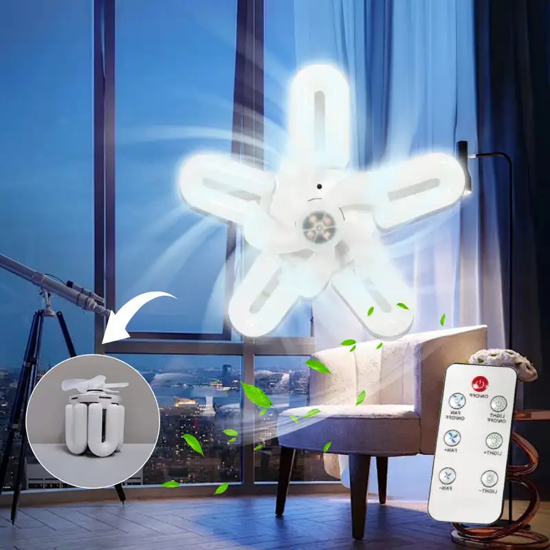 

50/60w Foldable Creative Fan Light Smart Ceiling Fan Fans With Lights Remote Control Bedroom Decor Retractable Silent Fan