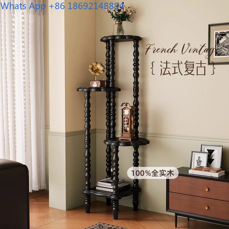 Mid Century Solid Ash Wood Shelving Unit for Living Room Corner Storage Multi Tier Display Rack Decorative Organizer