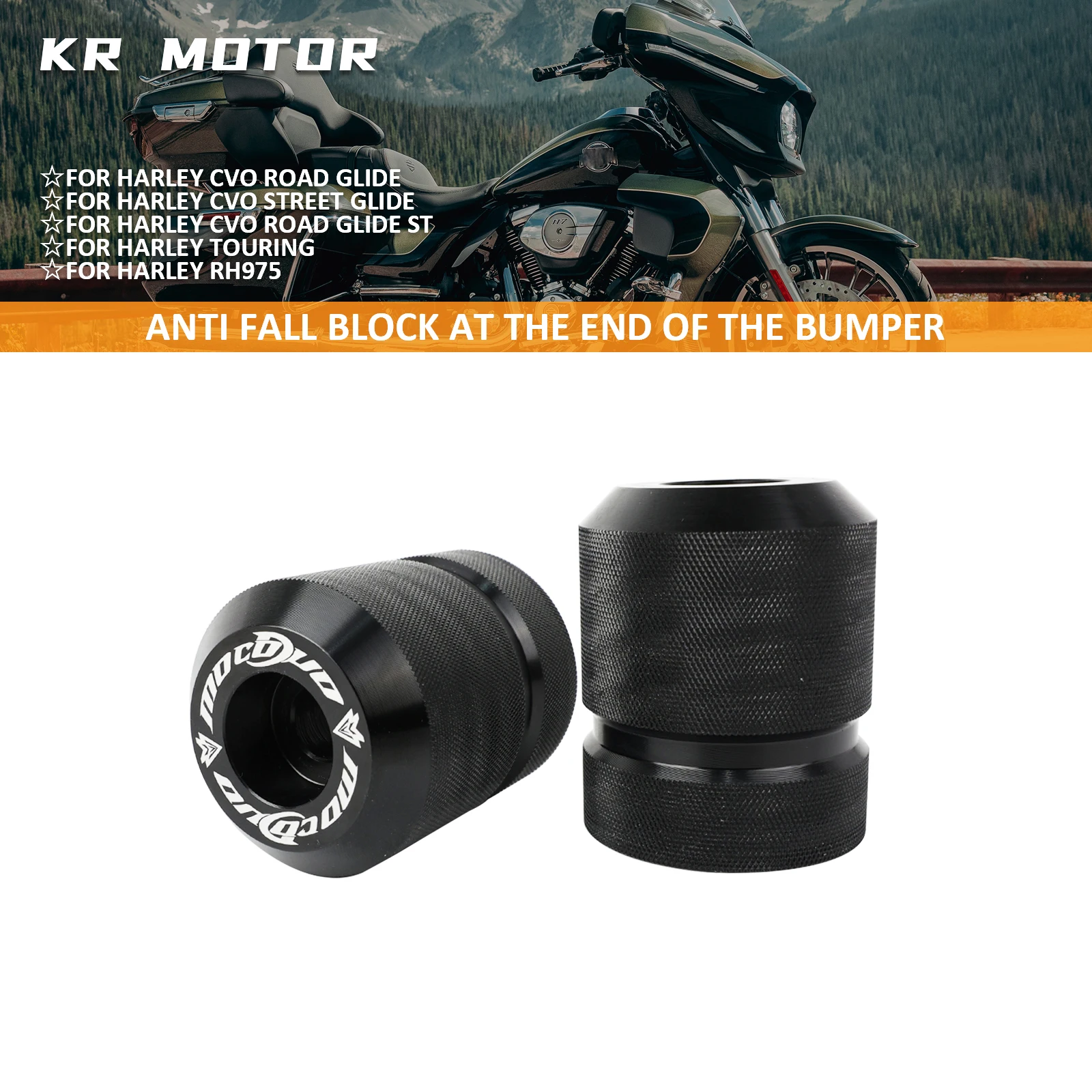 Motorcycle Highway Bar Crash Bar CNC Aluminium End Caps Engine Guard Saddlebag Guard For Harley Touring Softail RH975