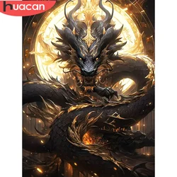 HUACAN 5D DIY Diamond Mosaic Dragon Full Round Painting Animal Complete Kit Handicraft Bedroom Decoration