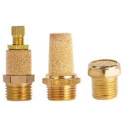 5PCS Pneumatic Brass Exhaust Muffler 1/8 1/4 3/8 1/2 BSP Male Thread For Air Noise Adjustable Long Short BSL