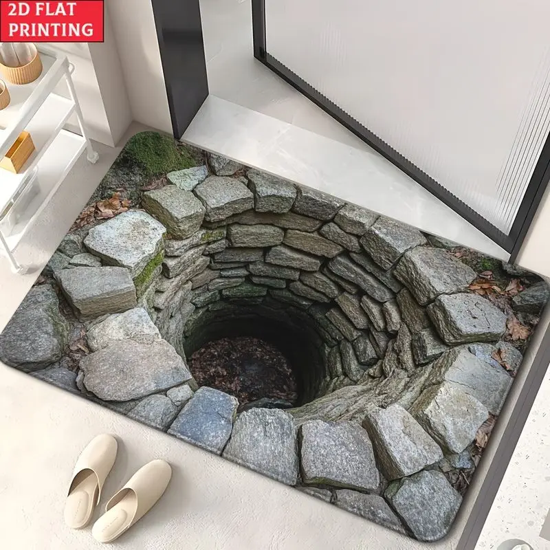 VIKAMA 2D Ishii Potholes Visual Effect Doormat Non Slip Washable Rug Optical Illusion Indoor Outdoor Entryway Mat Home Decor