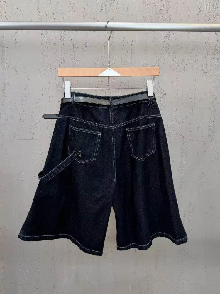 Summer Female Leisure Knee Length Shorts American Style Retro Short Denim Trousers Womens Streetwear Straight Trouser Hot Sale