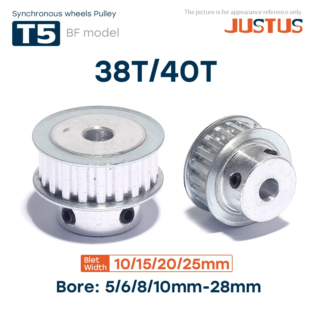 

T5-BF Type 38T 40T Timing Pulley Bore 5-28mm Teeth Pitch 5mm For Width 10/15/20/25mm Trapezoidal tooth Belt
