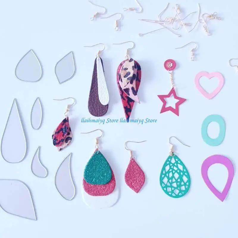 573B 19Pieces Earring Cut Template Drop Model Teardrop Earring Cutting Dies