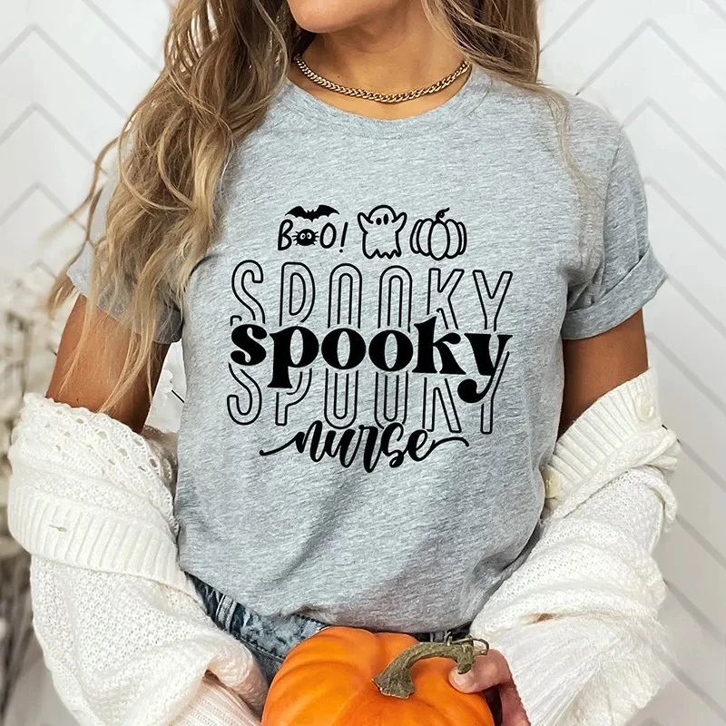 

Футболка Boo Spooky Halloween, женская хлопковая женская футболка с короткими рукавами, топ на Хэллоуин