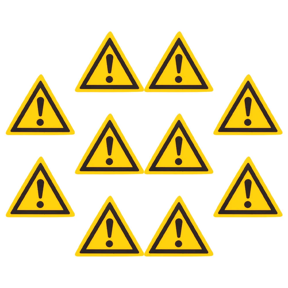 

10 шт., предупреждающие наклейки с желтыми треугольными предупреждающими этикетками, самоклеящиеся предупреждающие знаки на рабочем месте и опасности