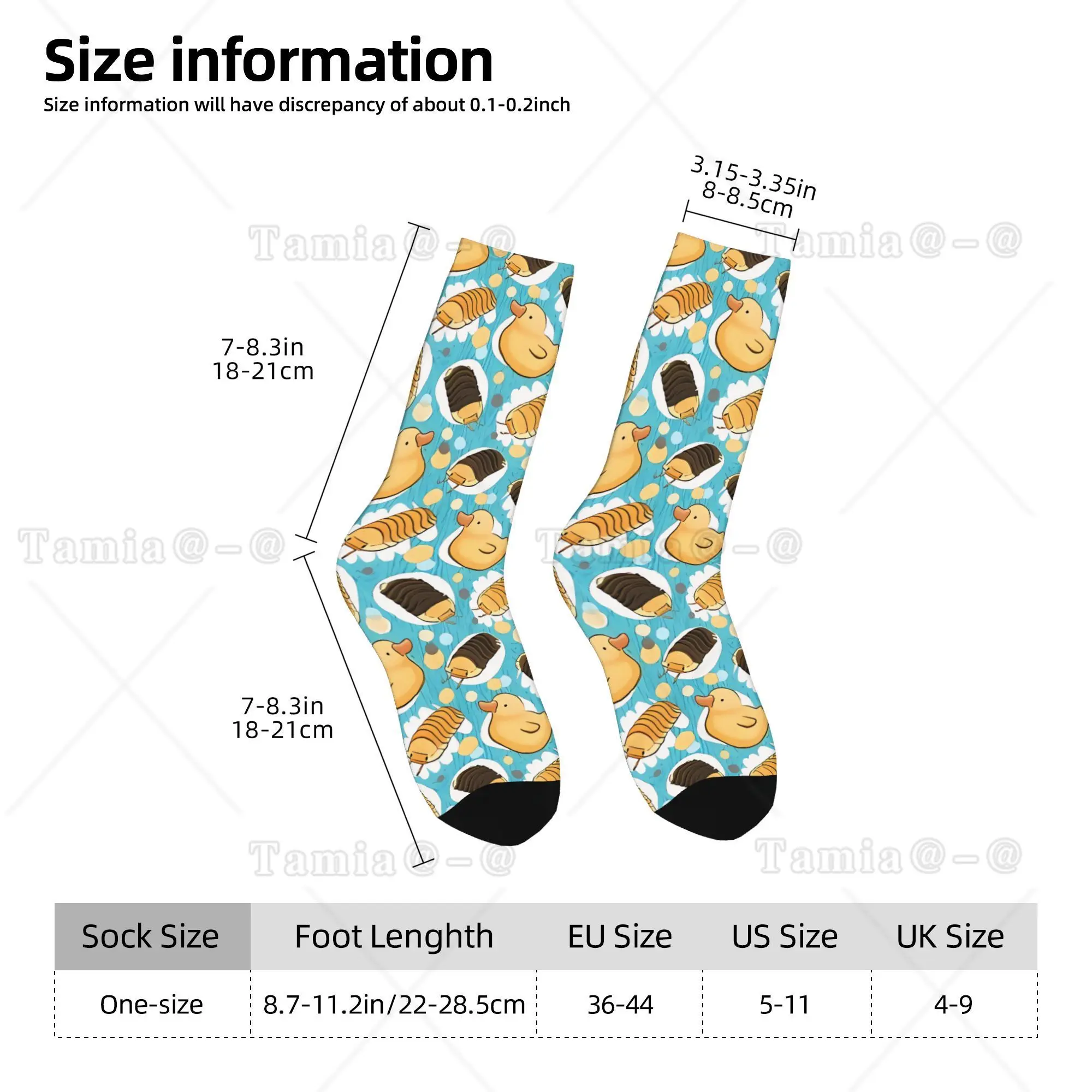 Cartoon Duck Pill Bug Pattern Mid Calf Socks, Cute Animal Novelty Crew Socks, Comfortable Unisex Casual Socks for Party Daily