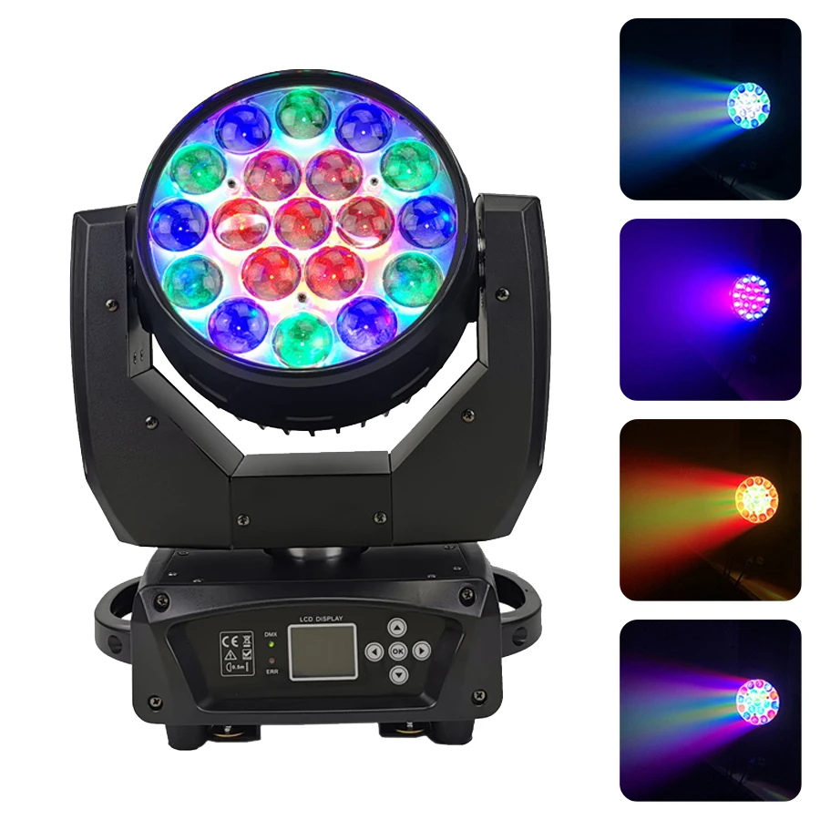 

1/2 PCS 19x15w Zoom Beam Moving Head Dyeing Lights Disco DJ Stage Professional Color Mixing Lights Wedding Bar Fast Shipping