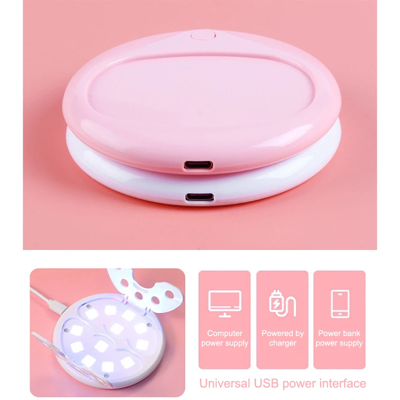 Mini Portable Nail Dryer With 12 LEDs Foldable Nail Art Light UV Phototherapy Machine For Home Salon Manicure Tools