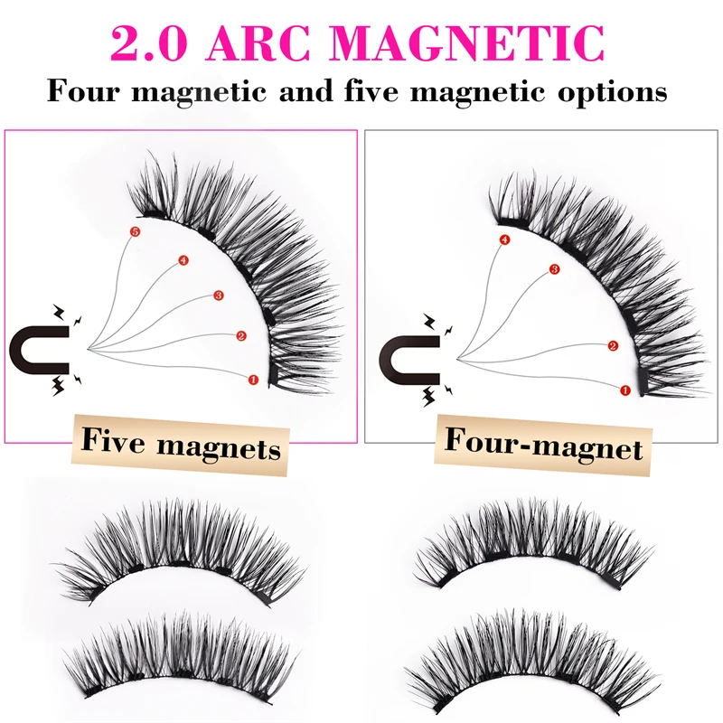 Amazon European and American Magnetic false eyelashes thick and powerful magnetic 2-pair black stem eyelash clips set