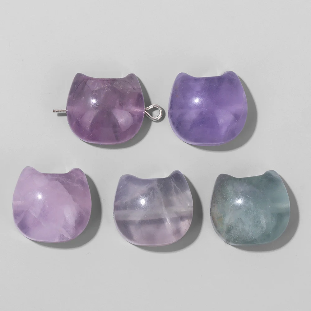 14X16MM Cat Head Beads Natural Cute Stone Bead Charm Pendant For Jewelry Making Diy Necklac Bracelet Accessory Wholesale
