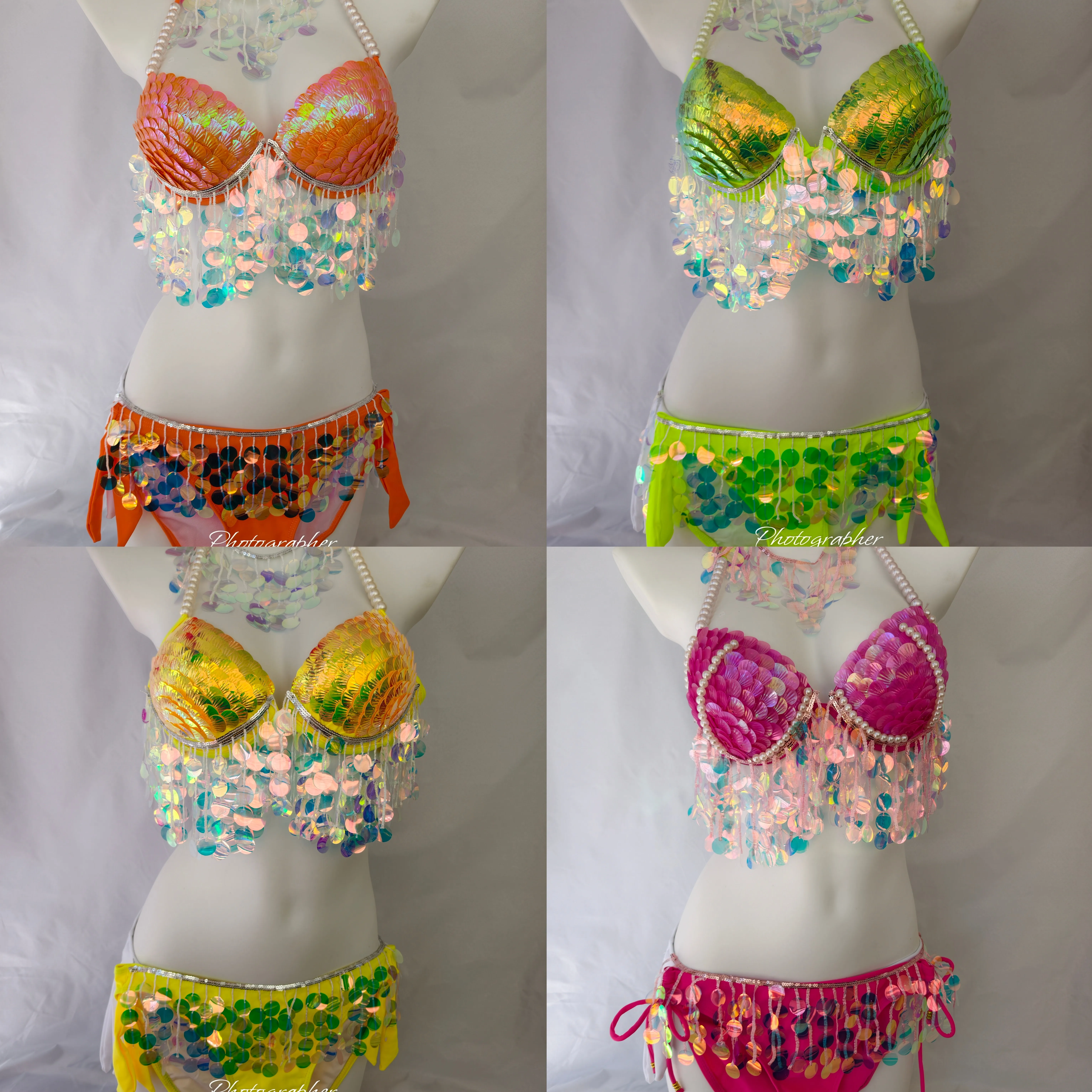 Handmade Performance Wear Sequined Bikini Aquarium Nightclub Women's Team Stage Song-Promotion Costume Bikini
