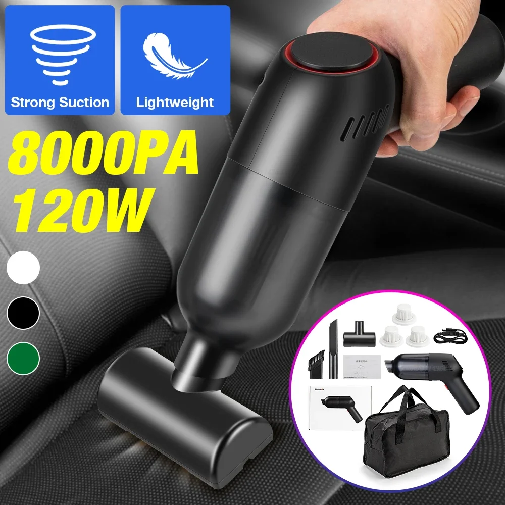 8000Pa Wireless Car Vacuum Cleaner Dual-use Wet/Dry Handheld Auto/Home Mini Vacuum