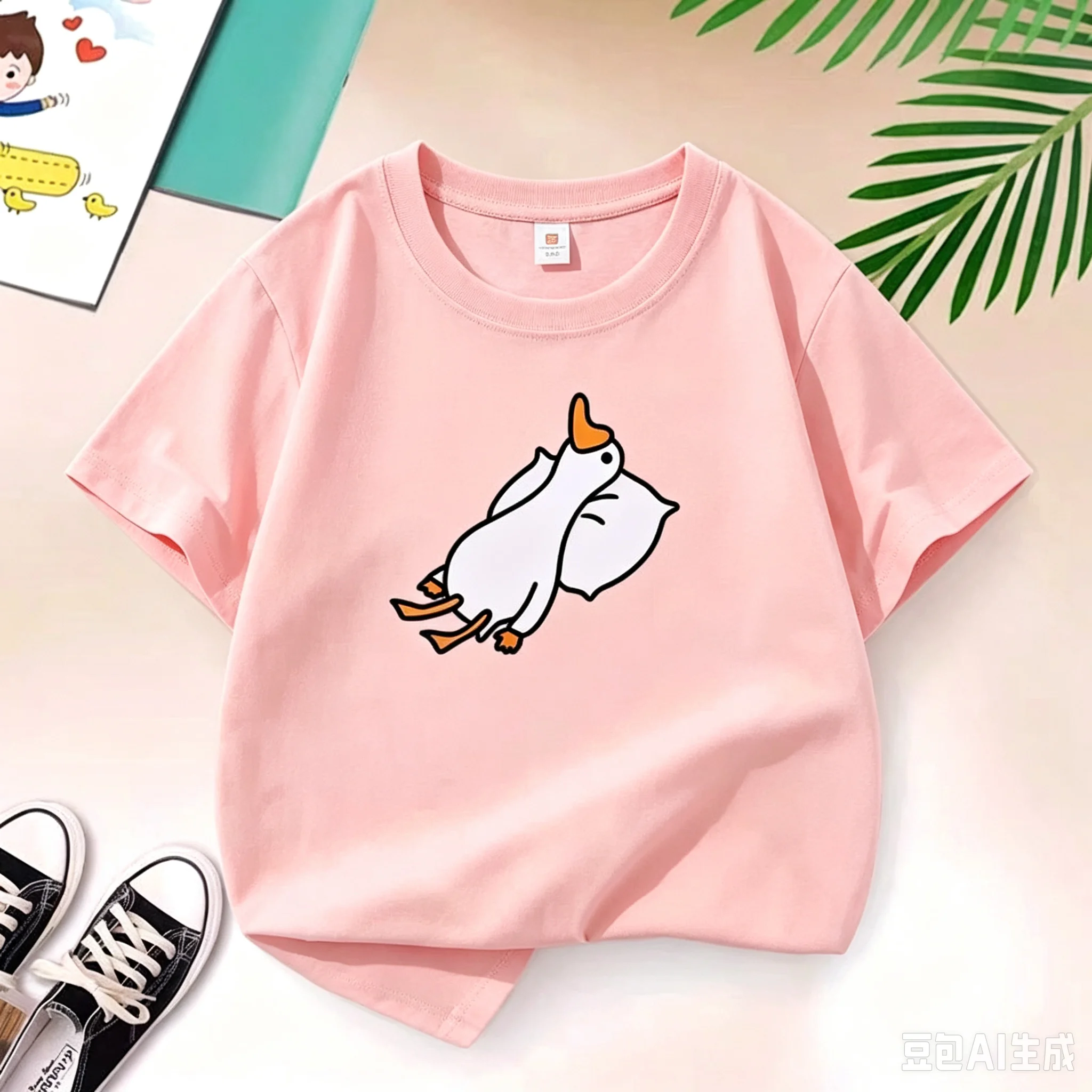 Neue Y2K Oberteile Lazy Duck Grafikdruck Baby Jungen T-Shirt Schwarz Kinder Oberteile T-Shirt Sommer Neue Y2k Casual Cartoon T-Shirt 6 8 10 12 Jahre – Detail 4