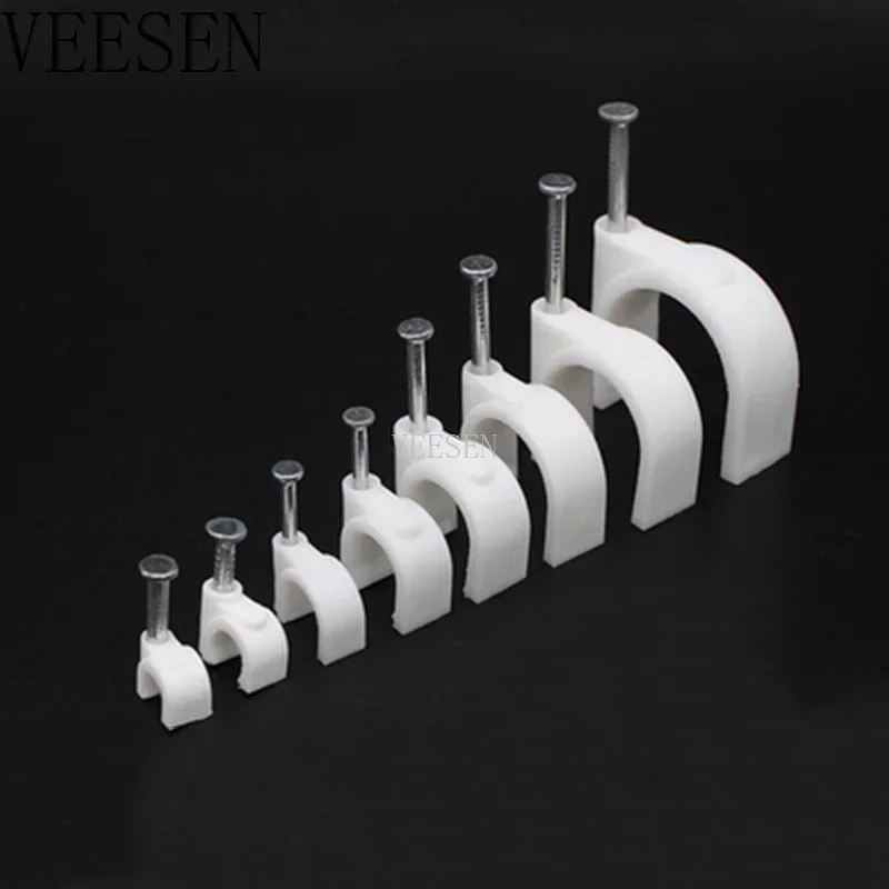 

300pcs Circle Path cable clips nail wire Round white Assortment Kits