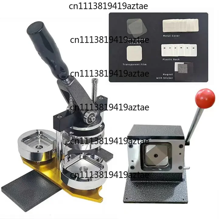 Stable Quality Square 50*50mm Badge Making Machine Includes PVC Cutter and 100 Pcs Fridge Magnet Material