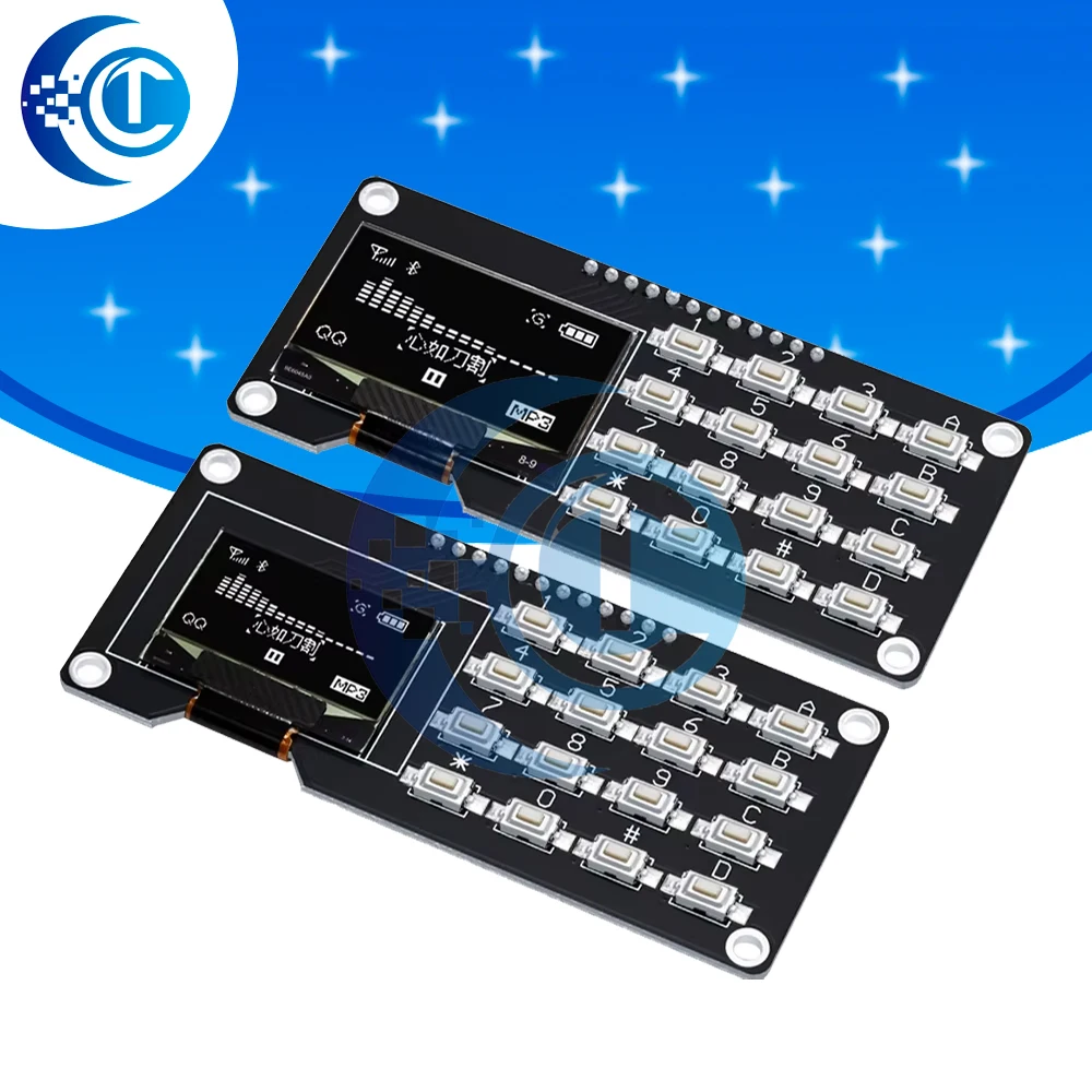 0.96 /1.3 inch OLED display SSD1106 SSD1306 with 4x4 keyboard 16P button Display Module screen module for arduino