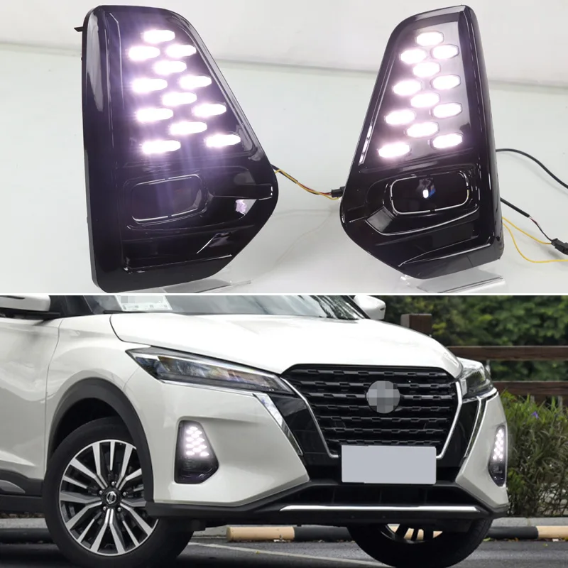 

12V LED Daytime Running Light For Nissan Kicks 2021 2022 Decoration Bumper Daylight AutoTurn Signal DRL Indicator