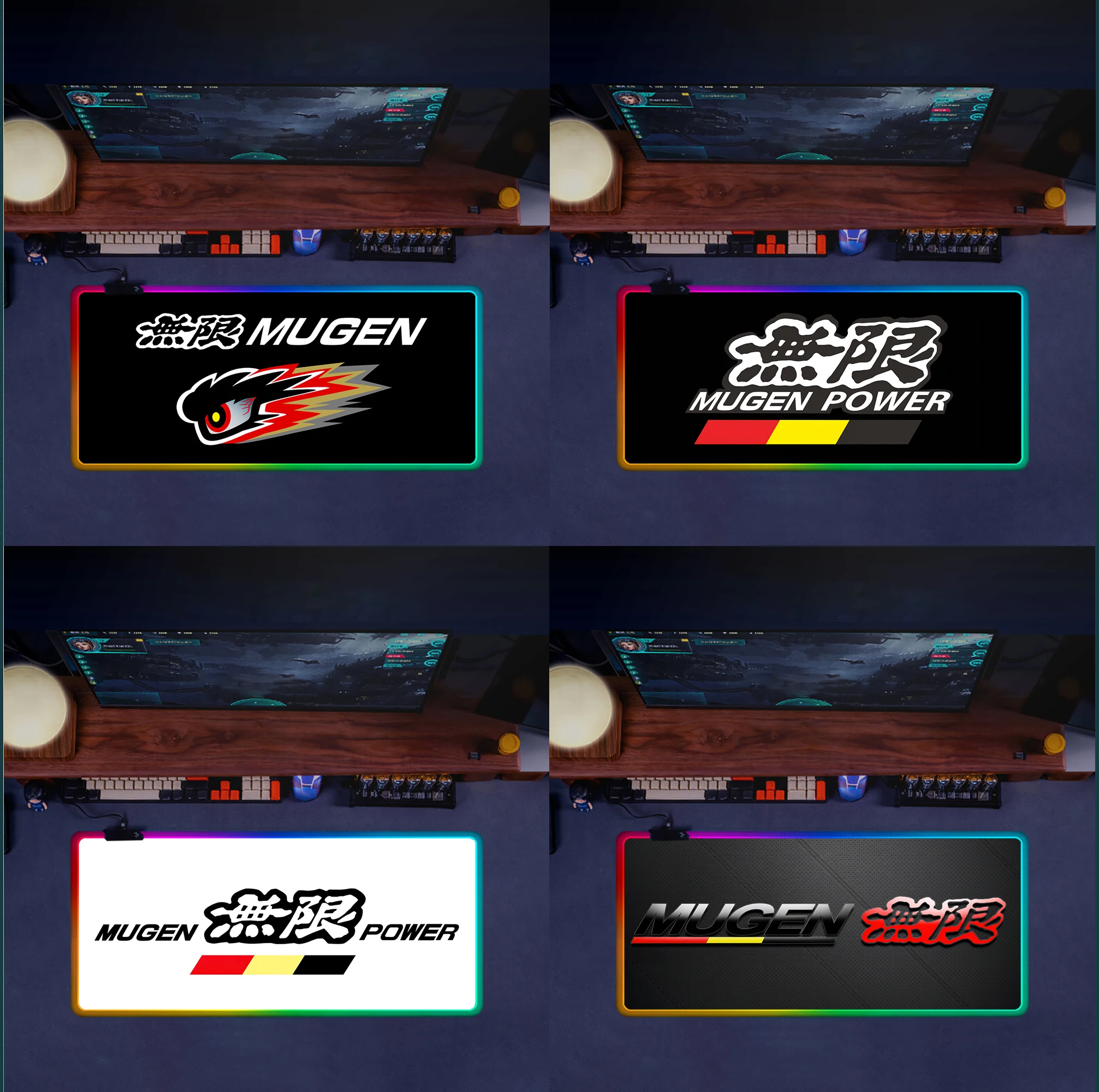 

Hondas Mugen Power Motorsports RGB Pc Gamer Keyboard Mouse Pad Mousepad LED Glowing Mouse Mats Rubber Gaming Computer Mausepad