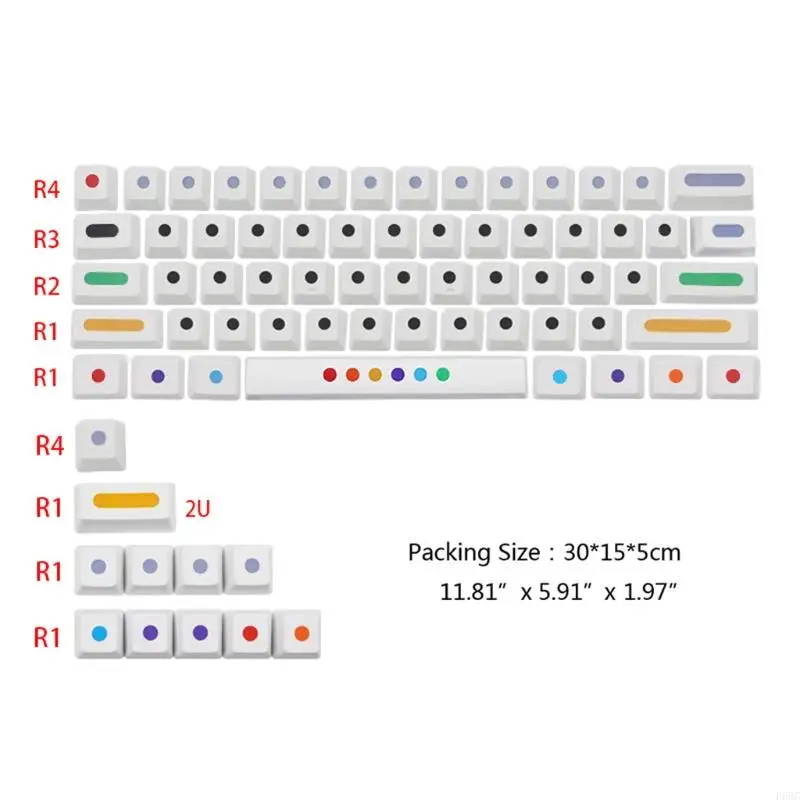 F68C 71 Keys Keycaps PBT มาตรฐานขั้นตอนการระเหิดห้าด้านกระบวนการสำหรับ RK61 Series, Gans Alt61 Series