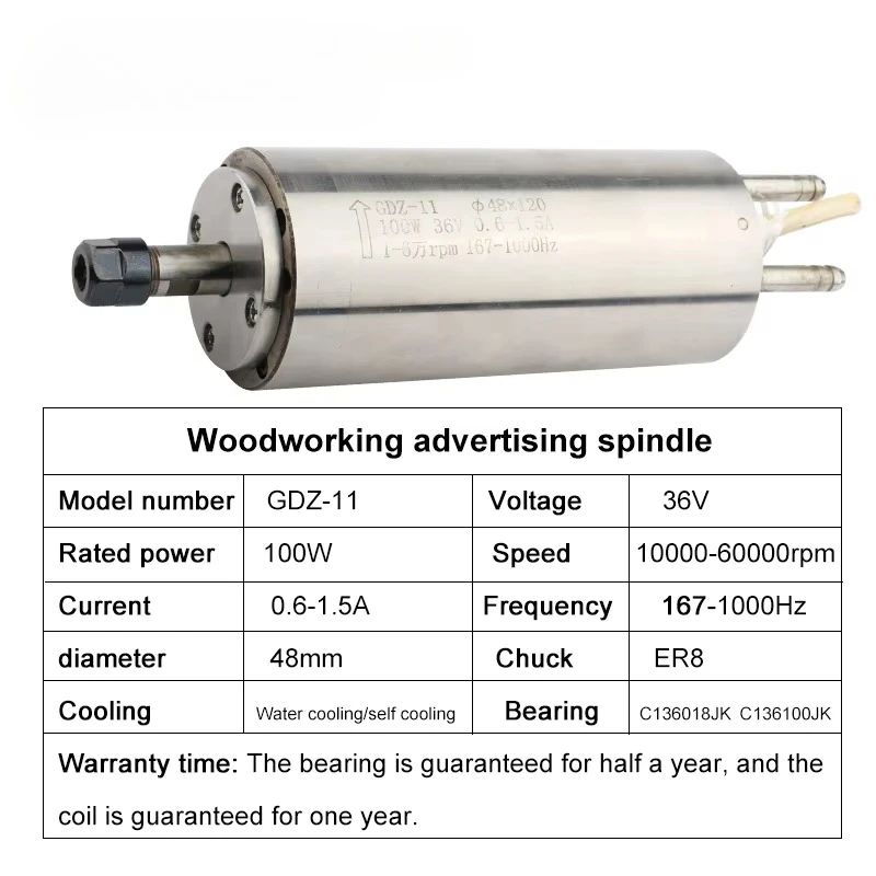 CNC Engraving Spindle Motor 60000RPM 48mm Water-cooled Spindle for PCB Circuit Board Perforating Machine Parts