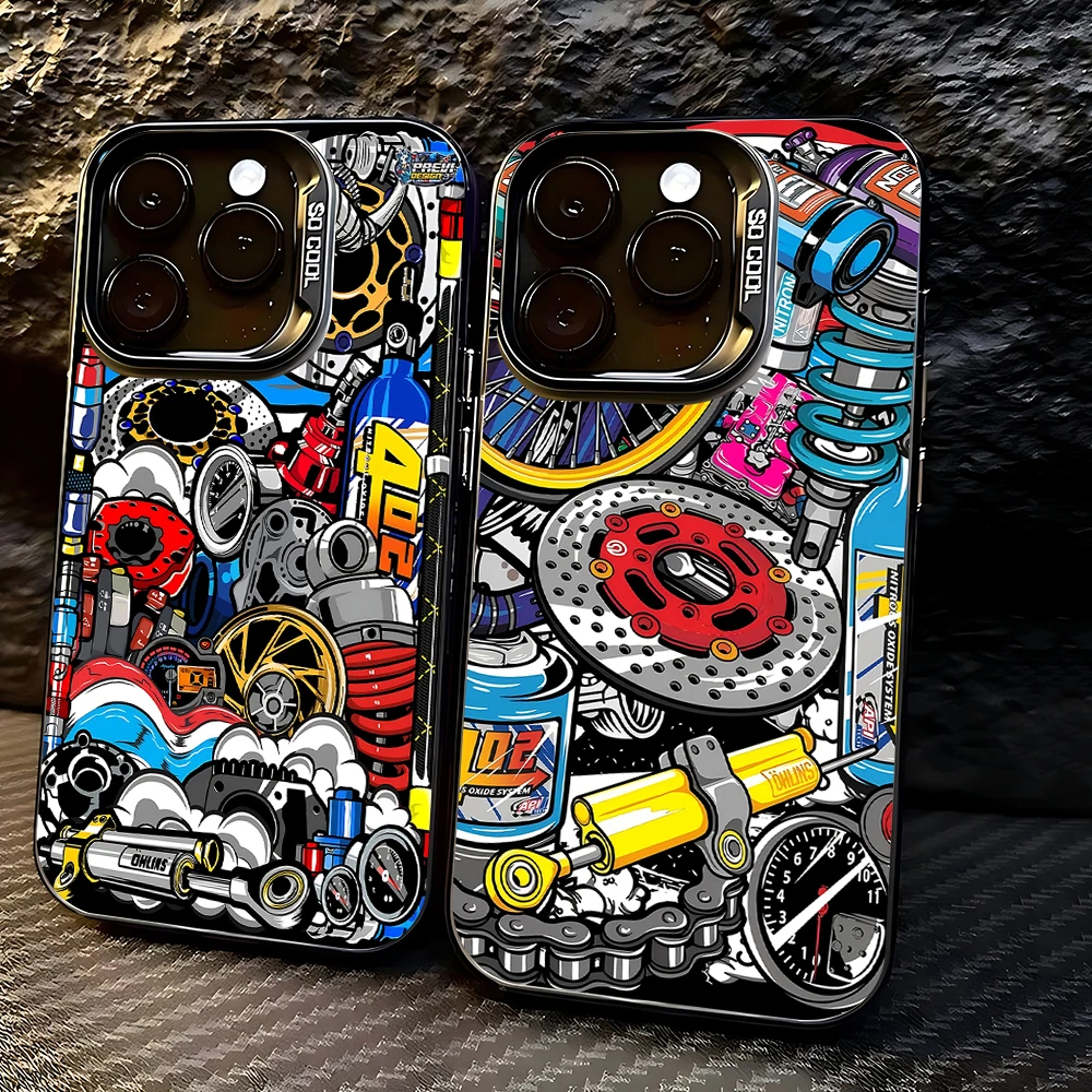 Custodia per telefono collage elemento modifica auto iPhone 17 16e 15 14 13 12 mini Pro Max XSMAX 8 7 Air Plus Cover posteriore opaca anticaduta