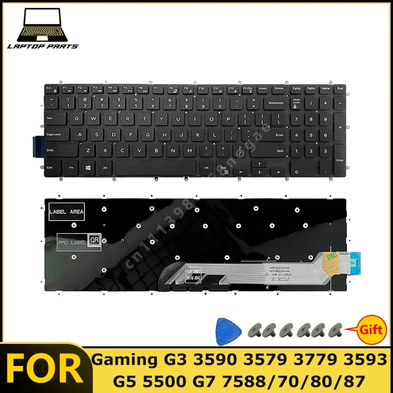 For Gaming Gaming G3 3590 35793779 3593 G5 5500 G7 7588 7570 7580 7587 Laptop US with backlit keyboard New replacement parts