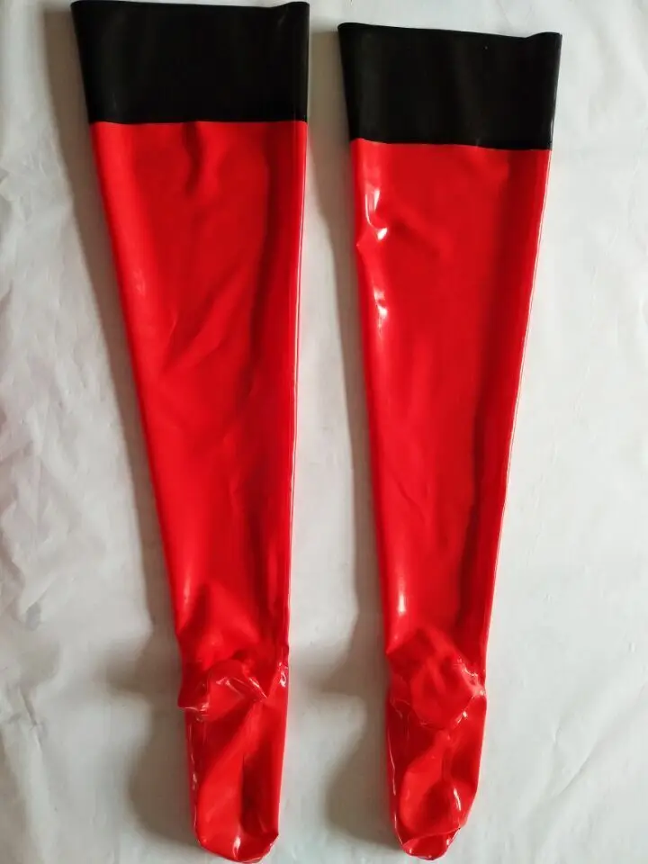 

Latex Gummi Stockings Sexy Cosplay Clubwear Schwarz Rot Overknee Spcks0.4mmS-XXL