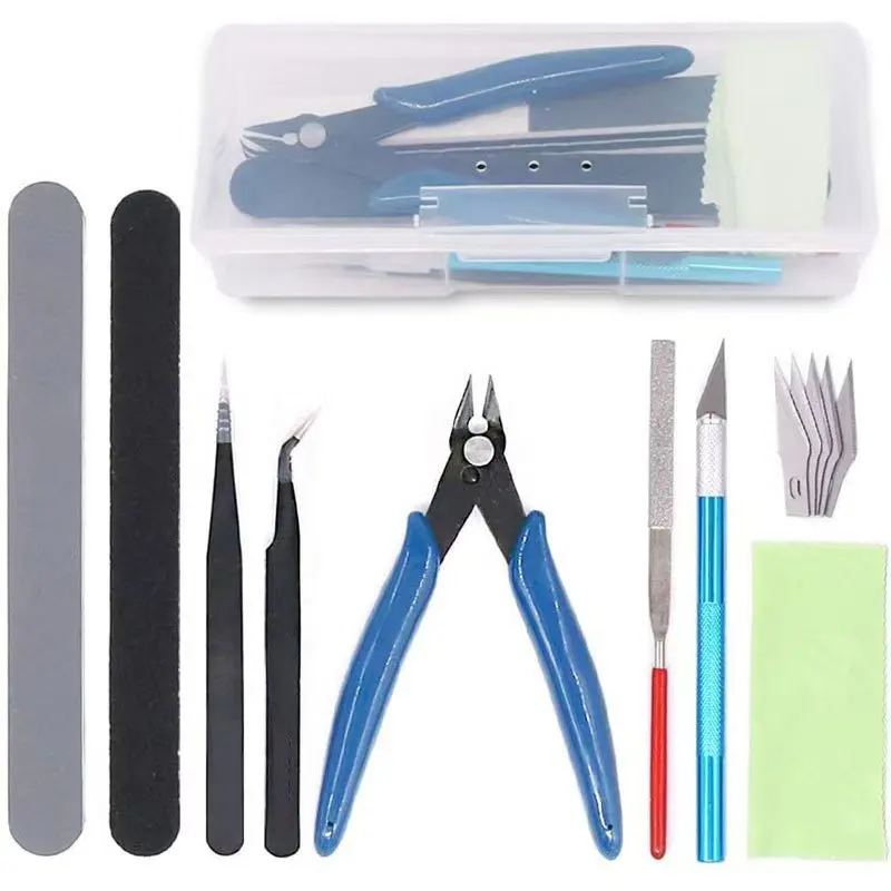 9PCS Gundam Model Building Tool Kit, Basic Assembly Set with Nipper, Tweezers, File, Knife & Sanding Tools for Gunpla