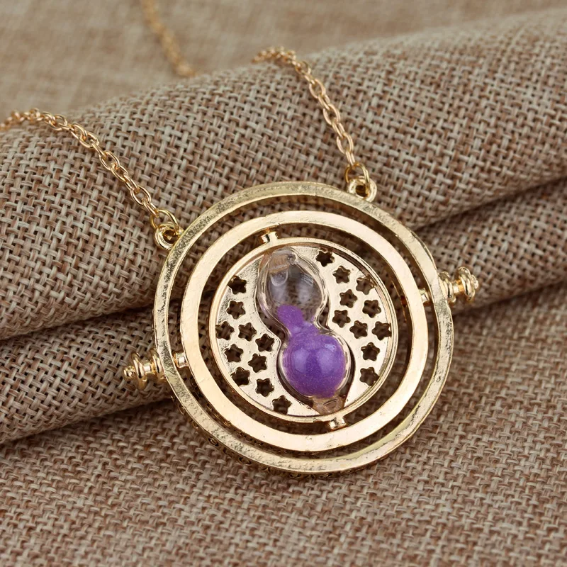 3 Colors Time Turner Pendant Necklace Movie Theme Necklaces Choker Jewelry Trendy Cosplay Gifts for Men Women Accessories