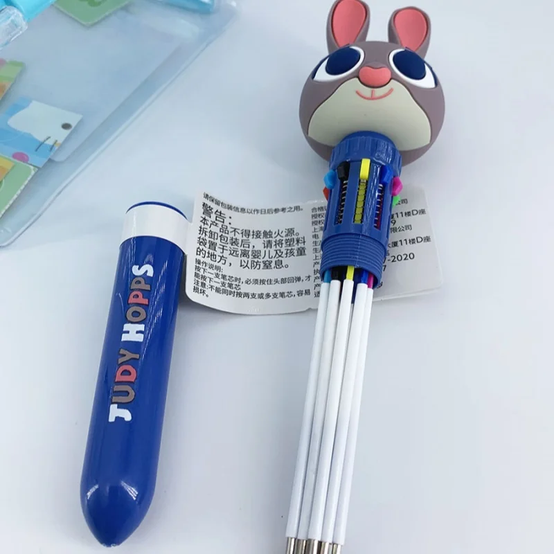 Disney Series 10 Colors Ballpoint Pen Cute Lotso Pooh Judy Nick Gel Pen Multicolor Pen Student Stationery Office School Gift