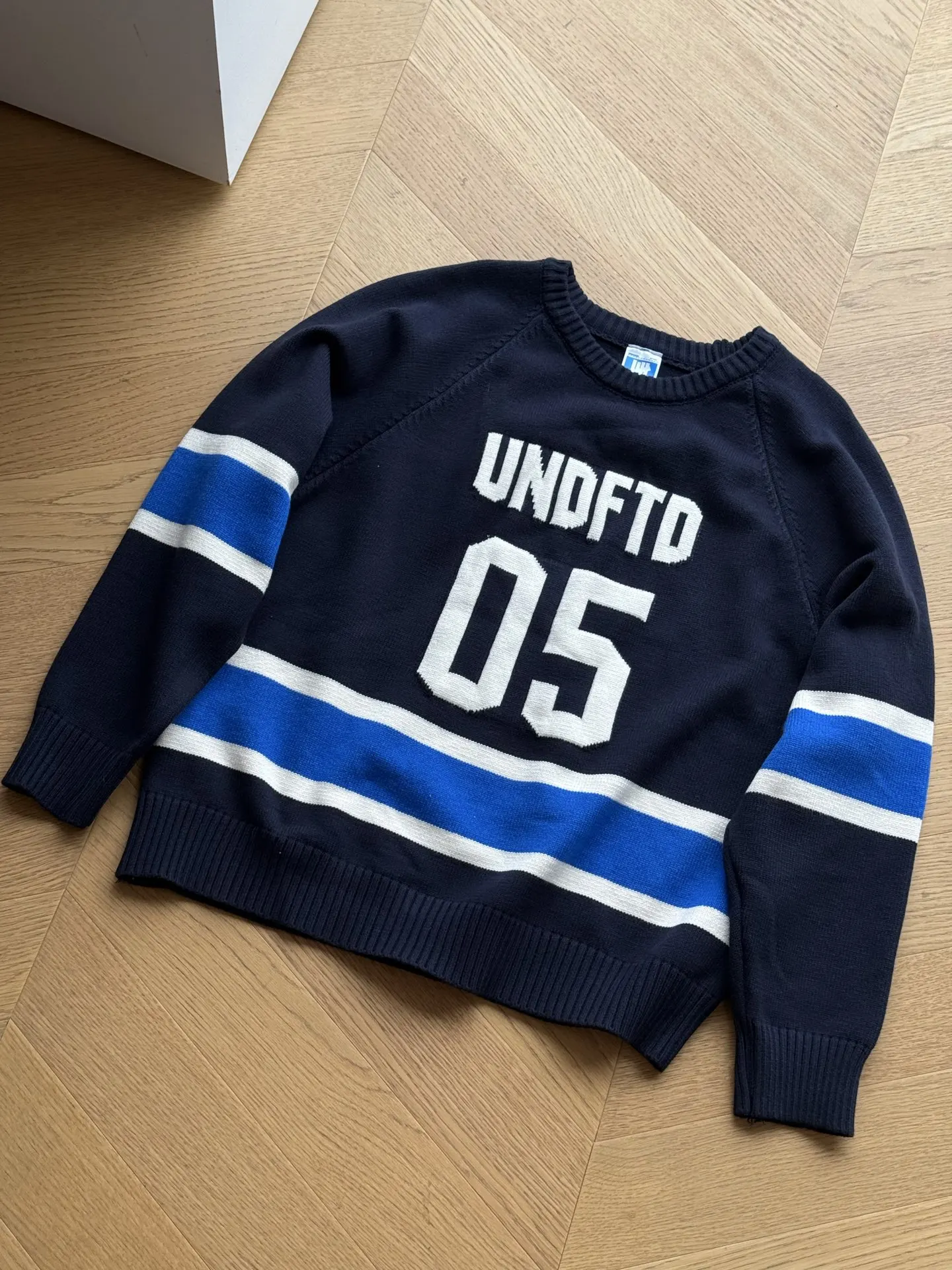 UNDEFEATED Five-Strike Colorblock Varsity Sweater | Heavyweight Hand-Stitched Knit Pullover | Soft Streetwear Jumper view 2