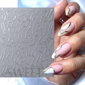 Hatları metal 3d tırnak çıkartmalar ayna, altın ve gümüş, basit, çizgili, düzensiz küp aynı dıy manikür dekorasyon JİSTZ ÇEKİRDEKLİ Kupanın 6 büyük satışı, batman 3 boyutlu no. 6