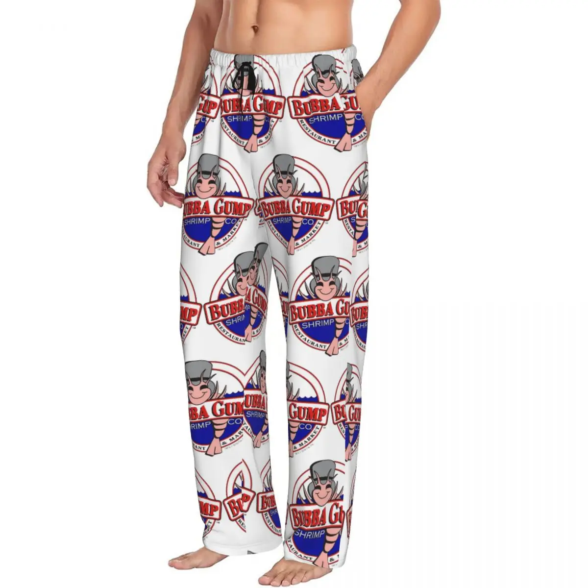 Custom Bubba Gump Forest Shrimp Seafood Pajama Pants Men Sleepwear Sleep Lounge Bottoms with Pockets