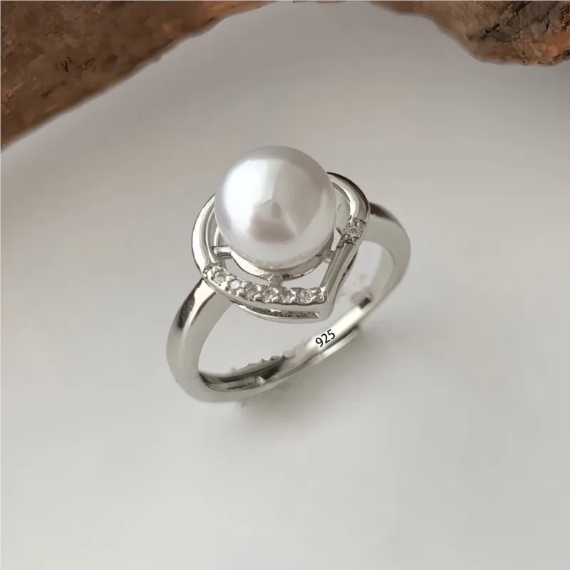 Silver Color Pearl Ring For Women Love Heart Aesthetic Exquisite Jewelry Office Party Gift Dropship Wholesale