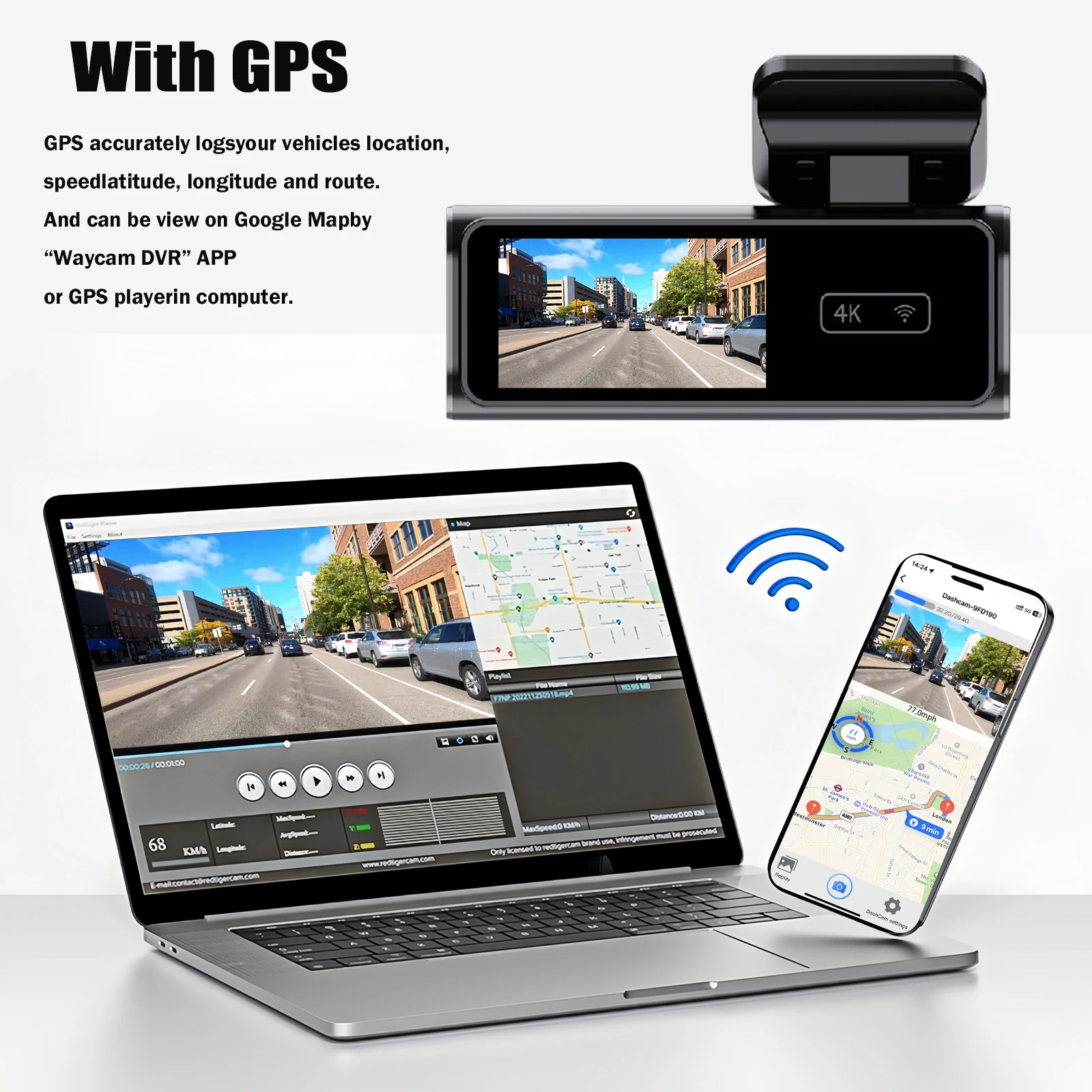 Aprilboy K6 WIFI Dash Cam 4K Mini AUTO DVR Vorne und Hinten Dual Objektiv Mit 1080P Black Box zimmer Nachtsicht Kamera Parkplatz Monitor – Detail 12