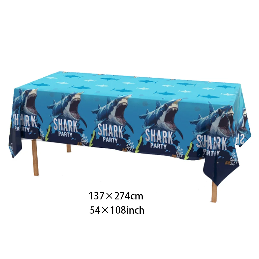 Ocean Shark party Tableware Plates cups Tablecloth Shark Plates cup Napkins kids Birthday supplies Shark Party Decoration Banner